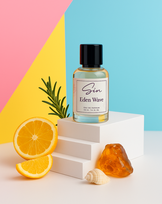 SIN Eden Wave luxury perfume in India – citrus, marine, and amber notes. Signature scent for men and women, affordable Eau de Parfum under ₹1000